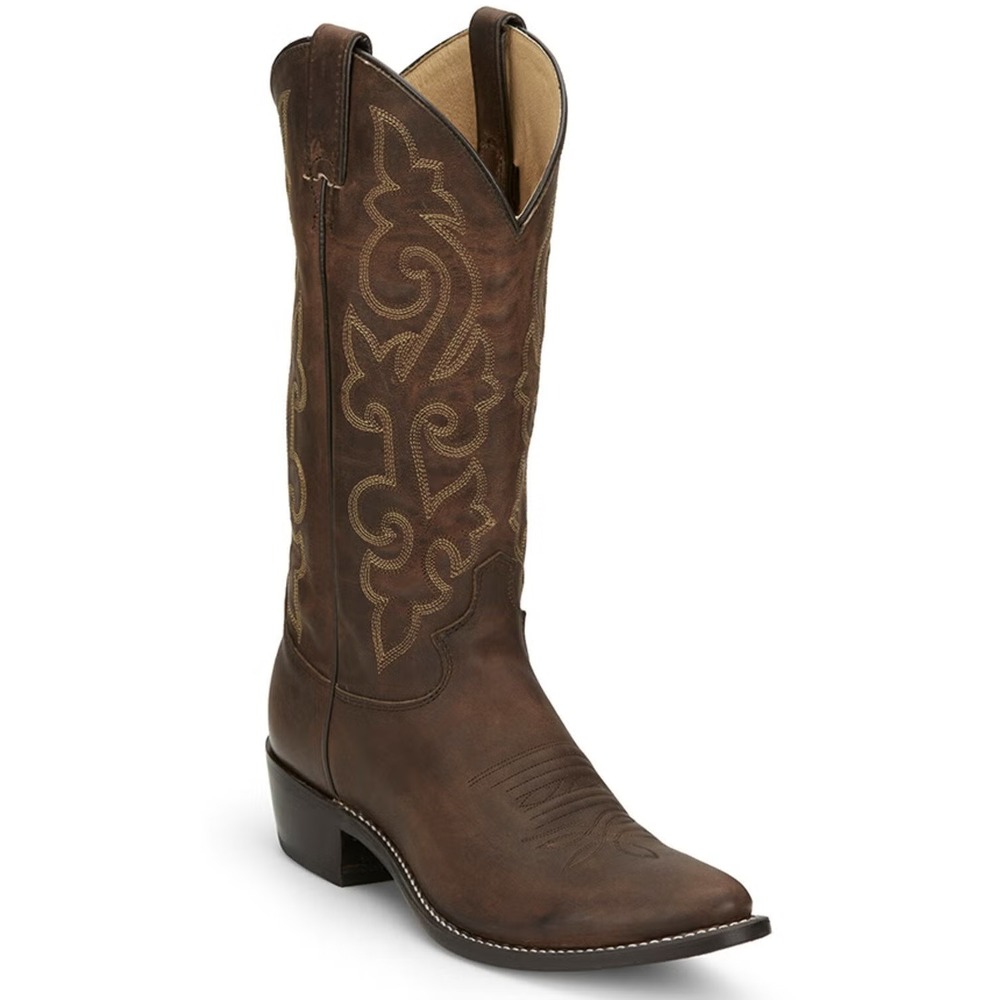 Justin® (Men's 11.5 NARROW) Leather Western Boots, Round Toe in Brown - $260